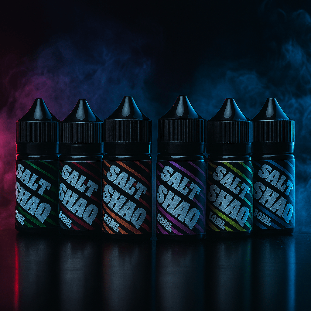 SALT SHAQ 鯊克尼煙油官方宣傳海報，高純度尼古丁鹽