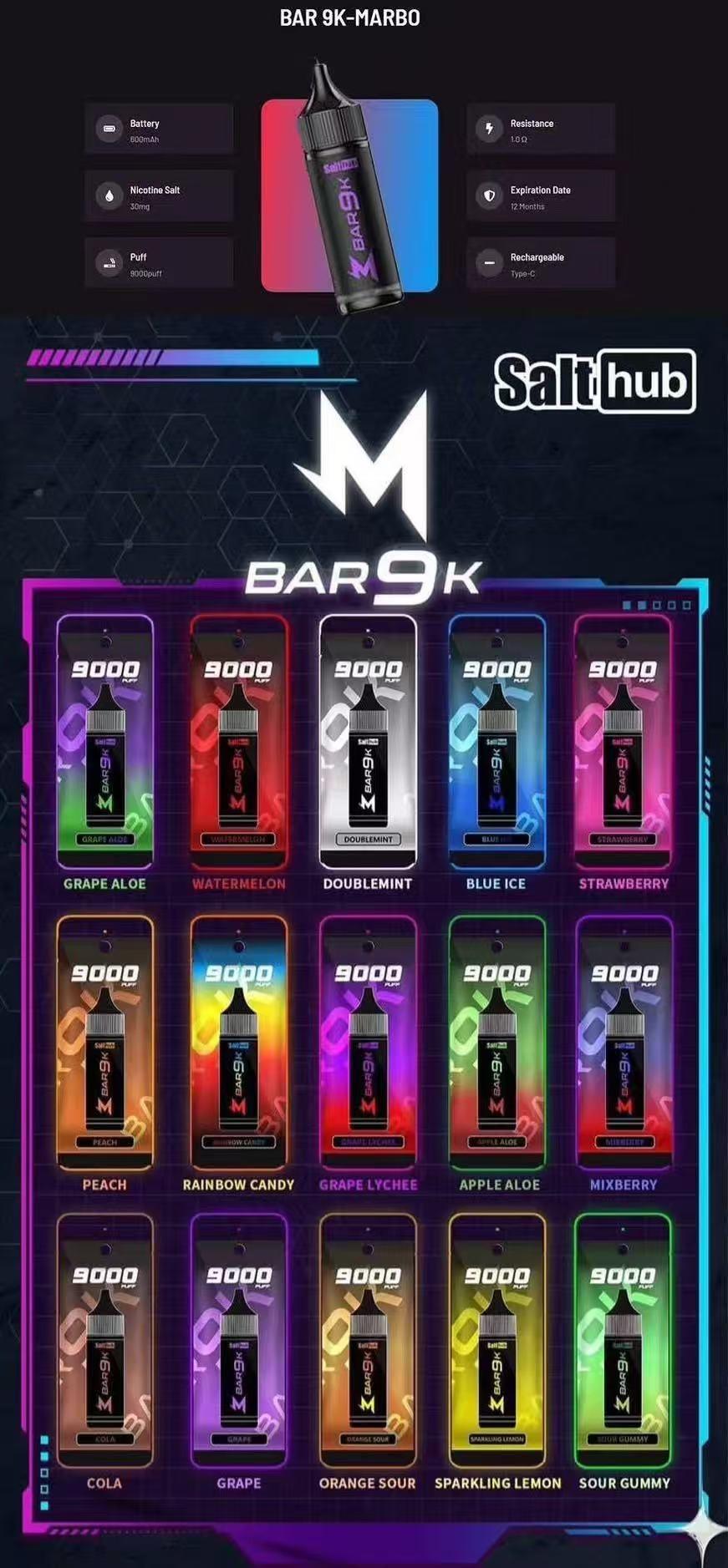 Marbo Bar 9000 馬博 15 種熱銷口味現貨清單