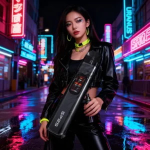 模特兒展示 SP2S 天王星亮黑色注油主機潮流穿搭